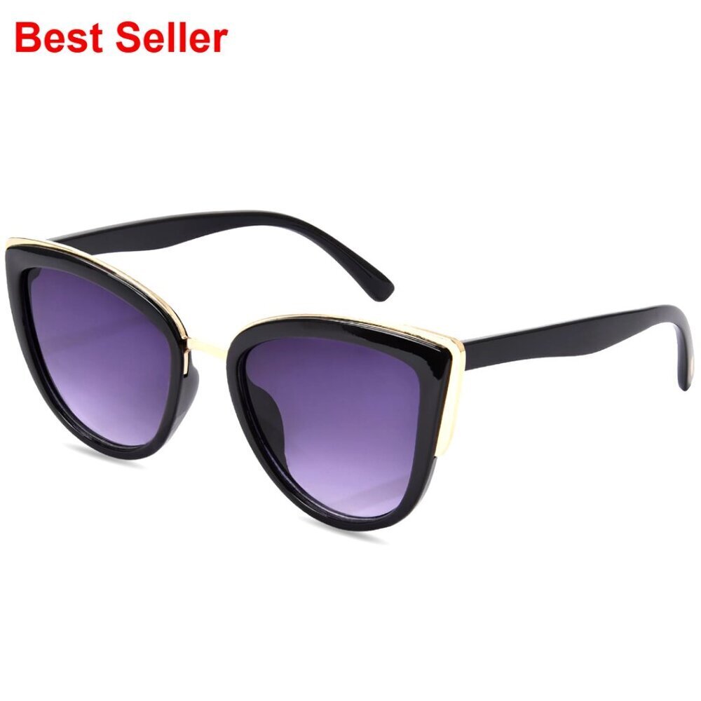 Oversized Cat Eye Sunglasses, Metal Frame, UV Protection, Trendy Shades